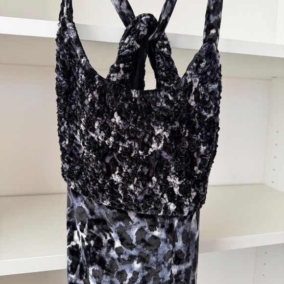 FREE PEOPLE Blue Virgo Moon Velvet Leopard Mini Dress - Picture 4 of 6